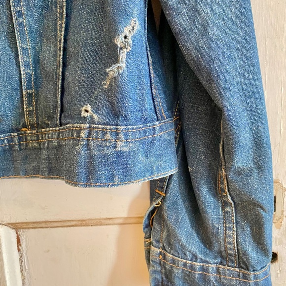 Vintage 70’s LEE RIDERS Distressed Denim Jacket Embroidery (imogene + willie) - Picture 7 of 8
